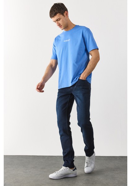 Edward Blue Black Slim Straight Jean Pantolon-Blue Black fırsatları