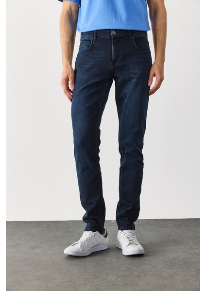 Edward Blue Black Slim Straight Jean Pantolon-Blue Black indirimleri