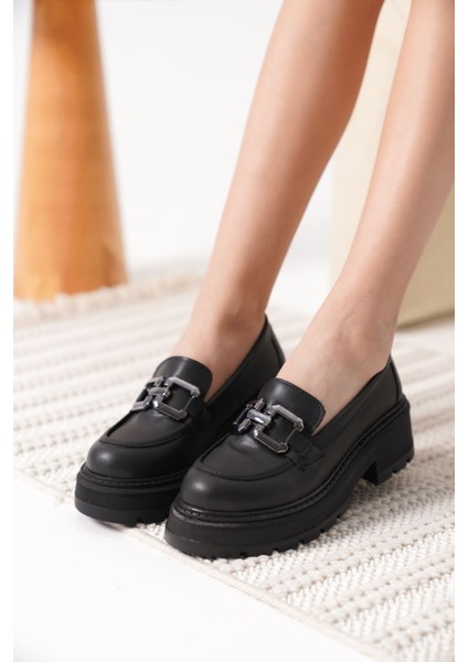 Terry Cilt Siyah Kadın Loafer