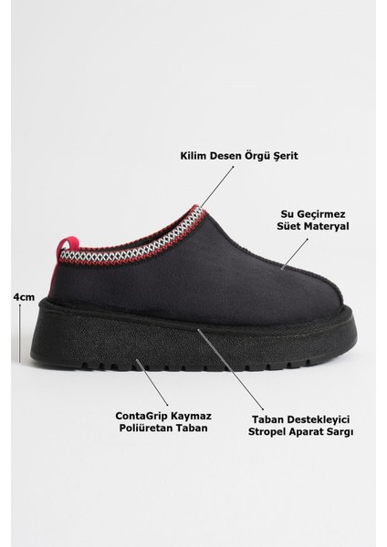 Elsa Kadın Siyah Kışlık Kürklü Terlik modelleri