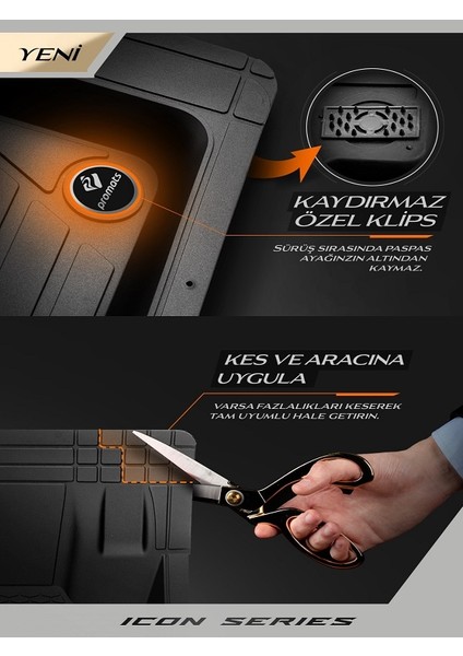 Fiat Nemo Uyumlu 5-D Oto Paspas ( Icon Gri )