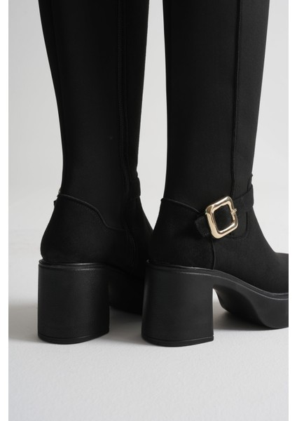 Woly Kadın Günlük Siyah Süet Tokalı Çizme fırsatları