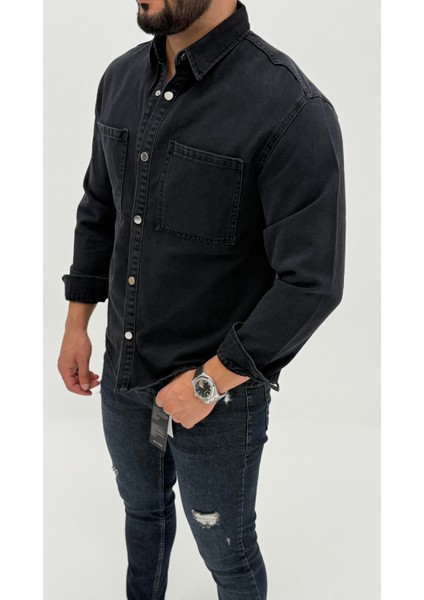 Aidan Denim Mavi Black Vintage Classic Kot Erkek Jean Gömlek fırsatları