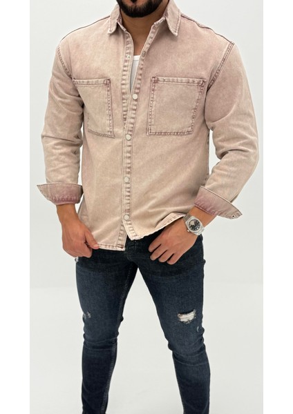 Jeremy Denim Classic Oversize Premium Kot Erkek Mavi Jean Gömlek modelleri