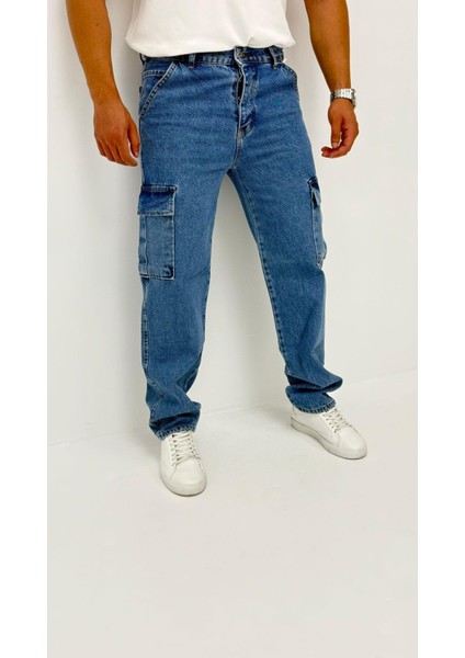 Martin Denim Premium Baggy Kargo Cep Mavi Kot Erkek Jean Pantolon modelleri