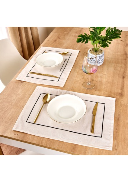 Soft Ruvo 2'li Amerikan Servis - Ekru - 35X50 cm