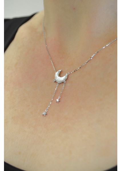 925 Ayar Gümüş Sedefli Ay Kadın Gümüş Kolye fırsatları