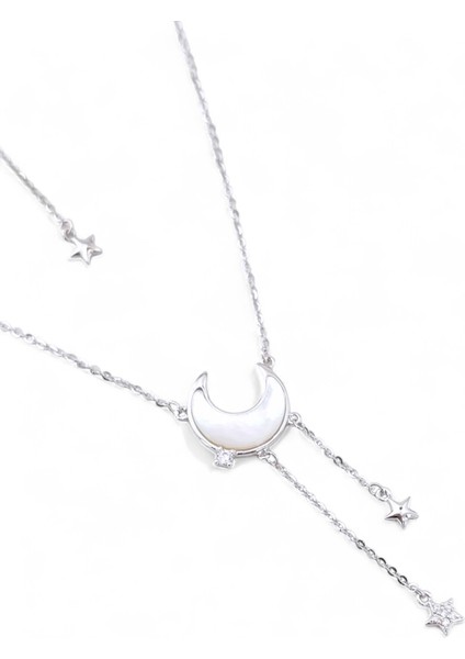 925 Ayar Gümüş Sedefli Ay Kadın Gümüş Kolye indirimleri