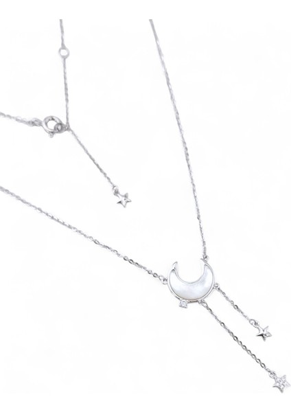 925 Ayar Gümüş Sedefli Ay Kadın Gümüş Kolye