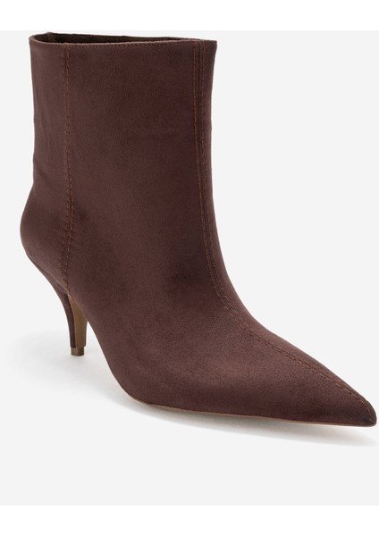 Nuvıa Kahverengi Süet Sivri Burunlu Kadın Topuklu Bot modelleri