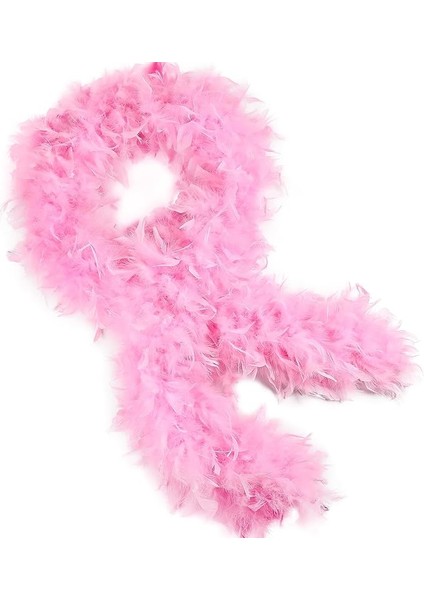 Resveq Pembe Renk Kabarık Kalın Otriş Boa Tüy 6 cm Genişlik 180-200 cm Uzunluk