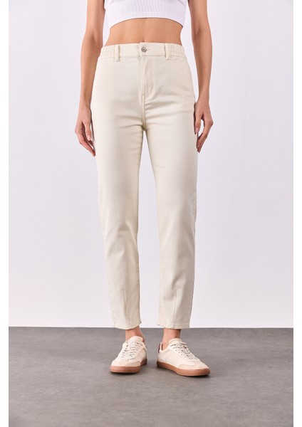 Norah Beli Lastikli Renkli Jean Pantolon-Kemik indirimleri