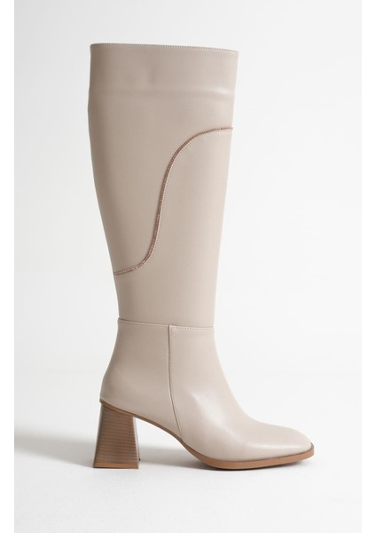 Elora Kadın Topuklu Bej Çizme