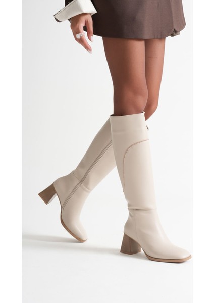 Elora Kadın Topuklu Bej Çizme fiyatları