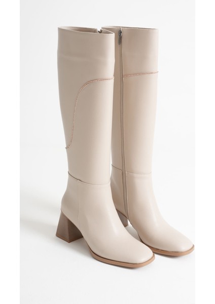Elora Kadın Topuklu Bej Çizme modelleri