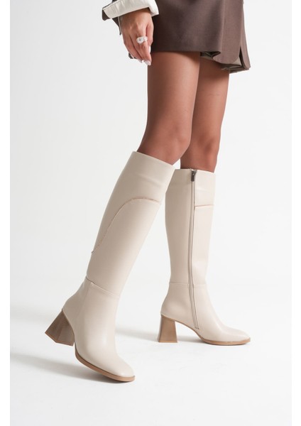 Elora Kadın Topuklu Bej Çizme fırsatları