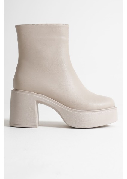 Keti Kadın Bej Topuklu Bot