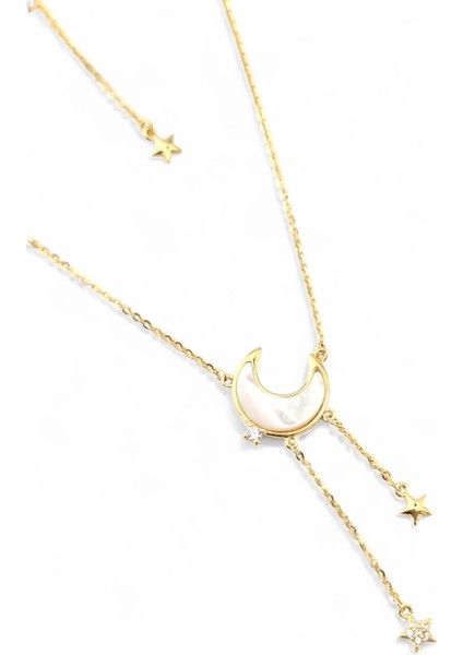 925 Ayar Gümüş Sedefli Ay Kadın Gümüş Kolye fırsatları