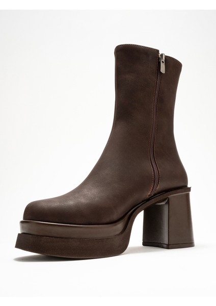 Valen Kahverengi Nubuk Kadın Platform Topuklu Bot fırsatları