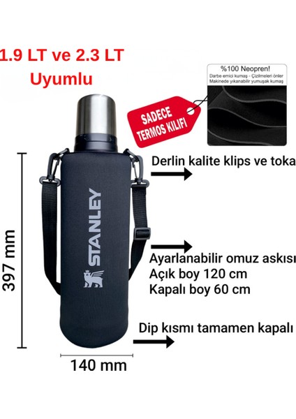 Neopren Termos Çantası ve Omuz Askılı - 2.3 Lt ve 1.9 Lt Uyumlu Klasik Çanta Dayanıklı Koruyucu Kılıf Bags