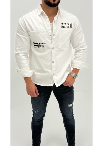 Michael Kot Baskılı Denim Cepli Comfort Jean Erkek Gömlek fiyatları