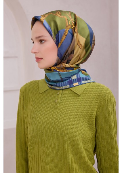 Ekose Kemer Desen Ipek Twill Eşarp 4206D01