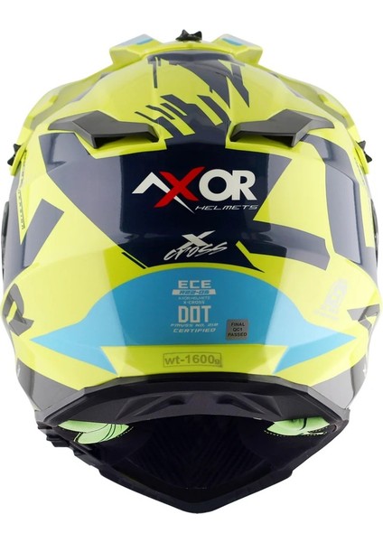 X-Cross X1 Dual Visor Kask Neon Sarı-Mavi fırsatları