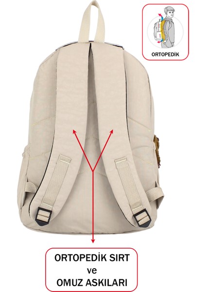 Maymuncuklu Okul Çantası Geniş Iç Hacim Yandan Cepli Çok Bölmeli Ortopedik indirimleri
