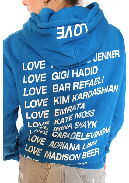 Atnt Parıs Mavi Kapüşonlu Love Temalı Sweatshirt, Atnt Paris Hoodie Mavi Renk Love Temalı modelleri