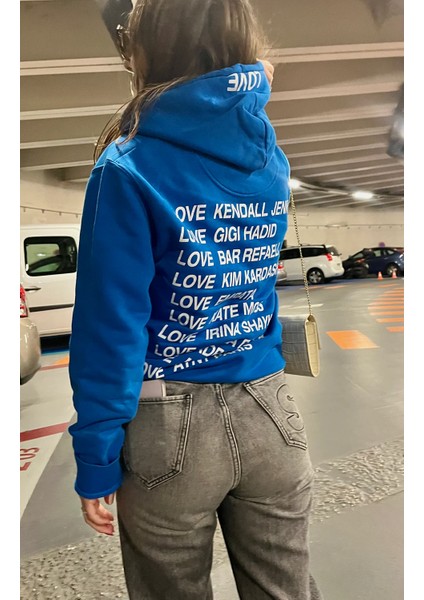 Atnt Parıs Mavi Kapüşonlu Love Temalı Sweatshirt, Atnt Paris Hoodie Mavi Renk Love Temalı indirimleri