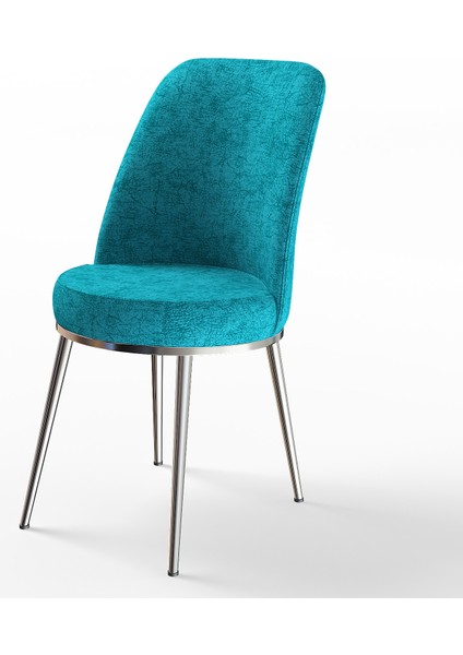 Dexa Serisi Sandalye Turkuaz Renk Krom Ayaklı Mutfak Sandalyesi Silinebilir Kumaş fiyatları