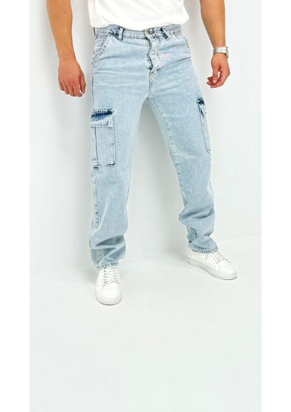 Martin Denim Premium Baggy Kargo Cep Mavi Kot Erkek Jean Pantolon