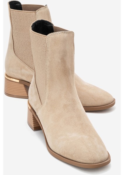 Neiva Bej Süet Hakiki Deri Kadın Chelsea Bot