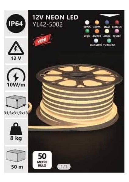 12V Neon Günışığı 3200K 50MT Top 5X12 mm YL42-5002