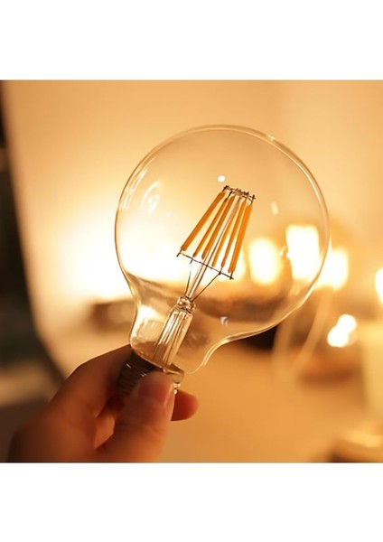 CT-4354 6W Rustik LED G95 Glop Ampul Günışığı 3200K E27 Duy Dekoratif Filament Lamba