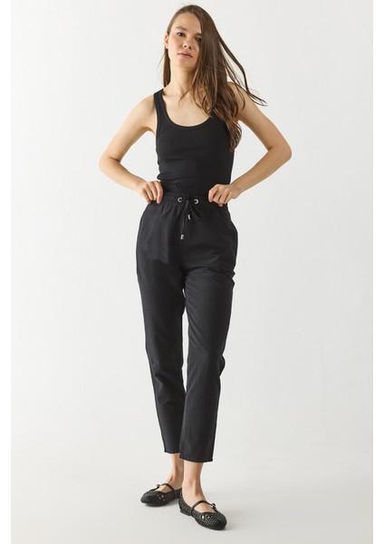 Alian Beli Lastikli Armürlü Beach Pantolon-Siyah fiyatları