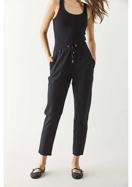 Alian Beli Lastikli Armürlü Beach Pantolon-Siyah indirimleri