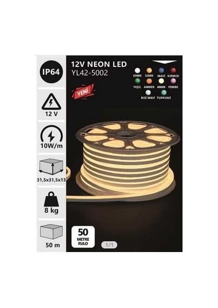 12V Neon Amber 2700K 50MT Top 5X12 mm YL42-5006