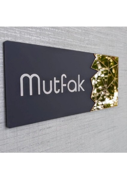Mutfak Yönlendirme Tabelası Duvar Süsü Duvar Dekoru Kapı Süsü Gümüş 10*20 Siyah Gold
