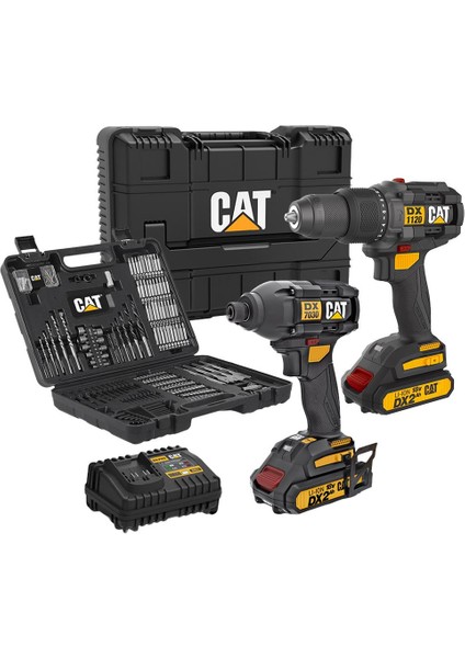 DXK201 18VOLT/2.0AH Li-Ion Çift Akülü Kömürsüz Profesyonel Şarjlı Darbeli Matkap + DX7030 + DA01903 Kombo Set