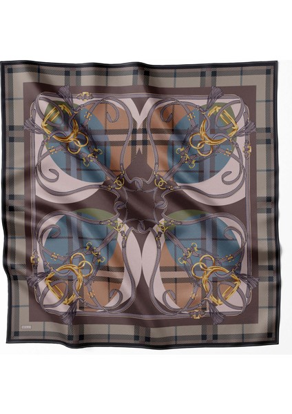 Ekose Kemer Desen Ipek Twill Eşarp 4206D01 51