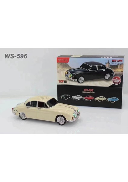 Taşınabilir Bluetooth Ws-596 Kablosuz Hoparlör Araba Şekli Klasik Roadster Tws/Tf Kart/Usb-C Oynatma Krem 10w Radyo Spiker