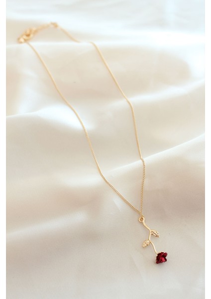 Kırmızı Gül Figürlü Kolye - TJ-BKO6392 fırsatları