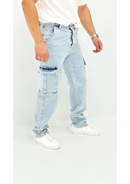 Martin Denim Premium Baggy Kargo Cep Mavi Kot Erkek Jean Pantolon fiyatları