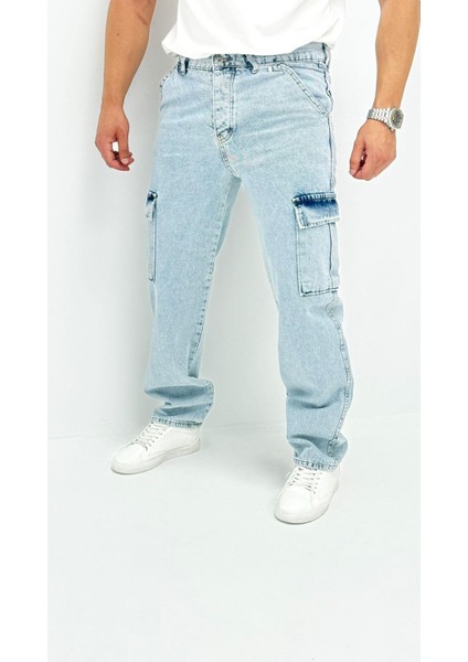 Martin Denim Premium Baggy Kargo Cep Mavi Kot Erkek Jean Pantolon fırsatları