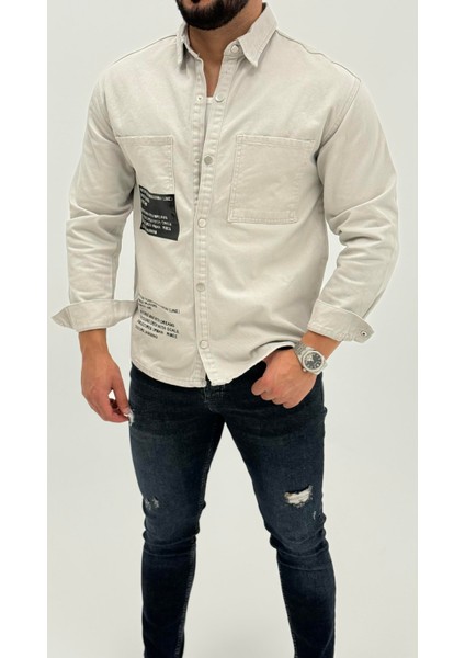 Jayden Classic Denim Black Dıgıtal Baskılı Vintage Jean Erkek Gömlek