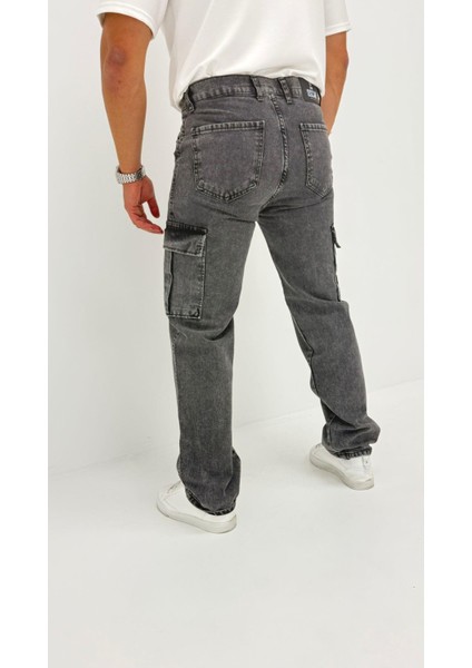 Hunter Kot Black Vintage Baggy Kargo Cep Denim Erkek Pantolon