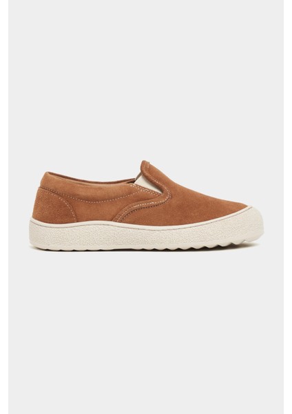 Zeta Taba Hakiki Süet Slip-On Sneaker Kadın Ayakkabı