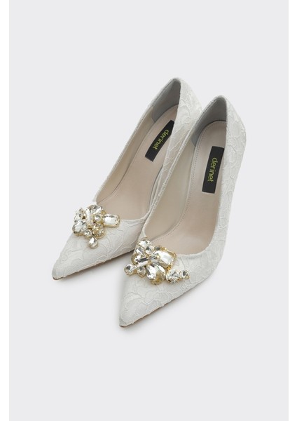 Dantelli Taş Aksesuarlı Kadın Abiye Ayakkabı fiyatları