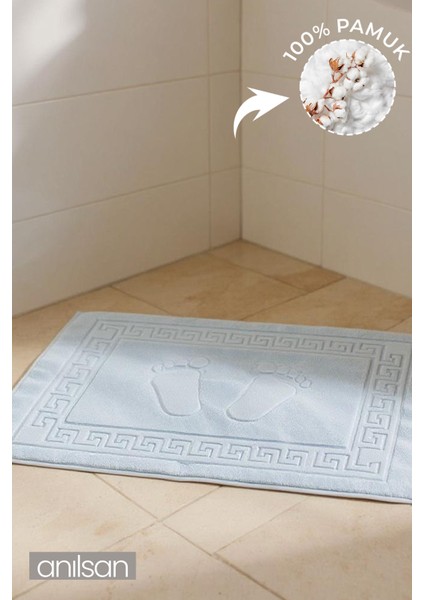 Mavi Greek Ayak Havlusu - 50X70 Cm, 245 Gr, %100 Pamuk, Spa ve Otel Banyo Paspası, Günlük Kullanıma Uygun